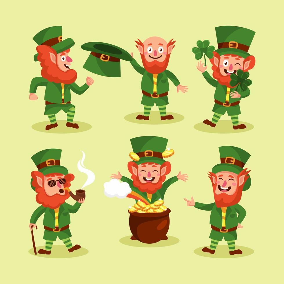 St. Patrick's Day Special Leprechaun Character Set vector