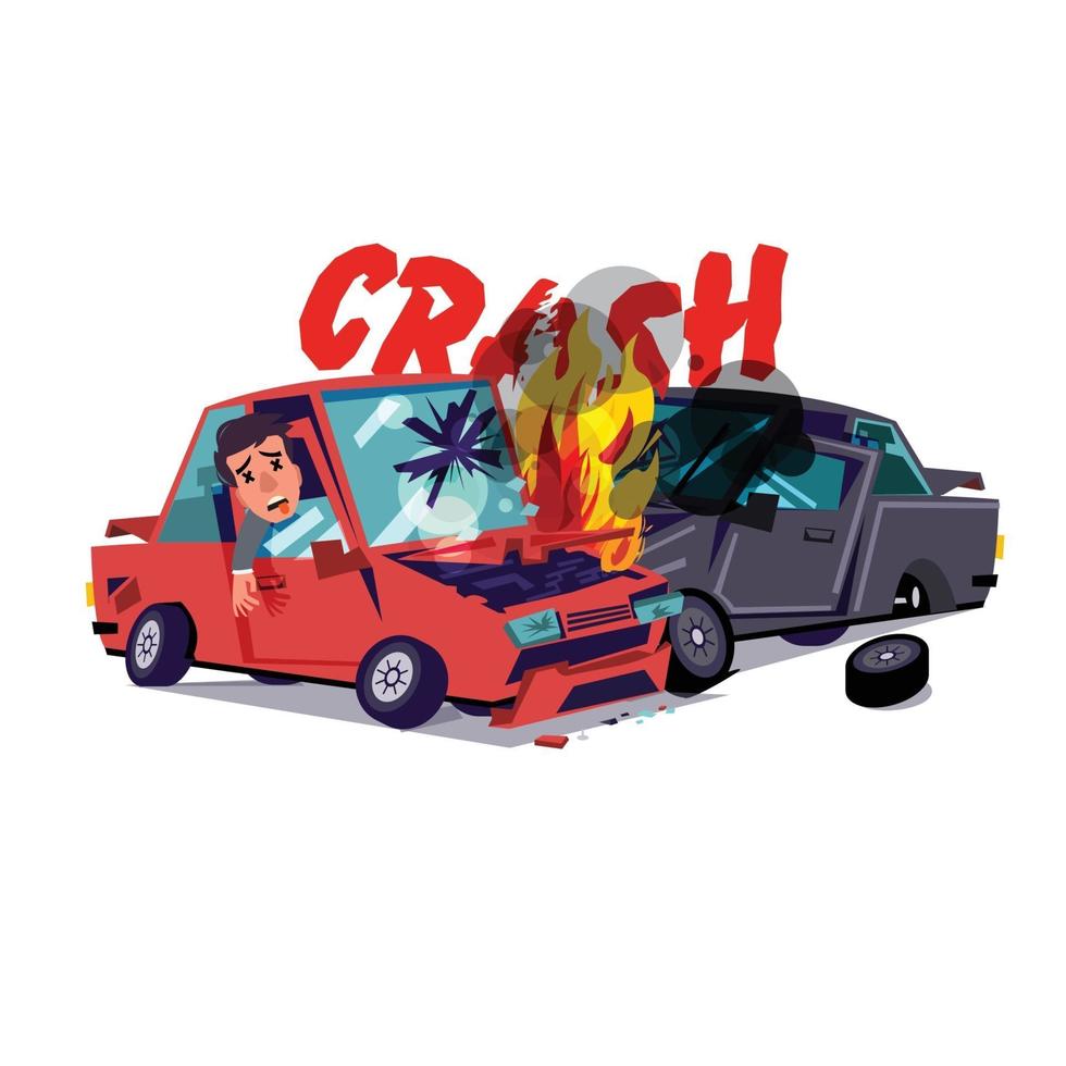 Car crash with fire vector