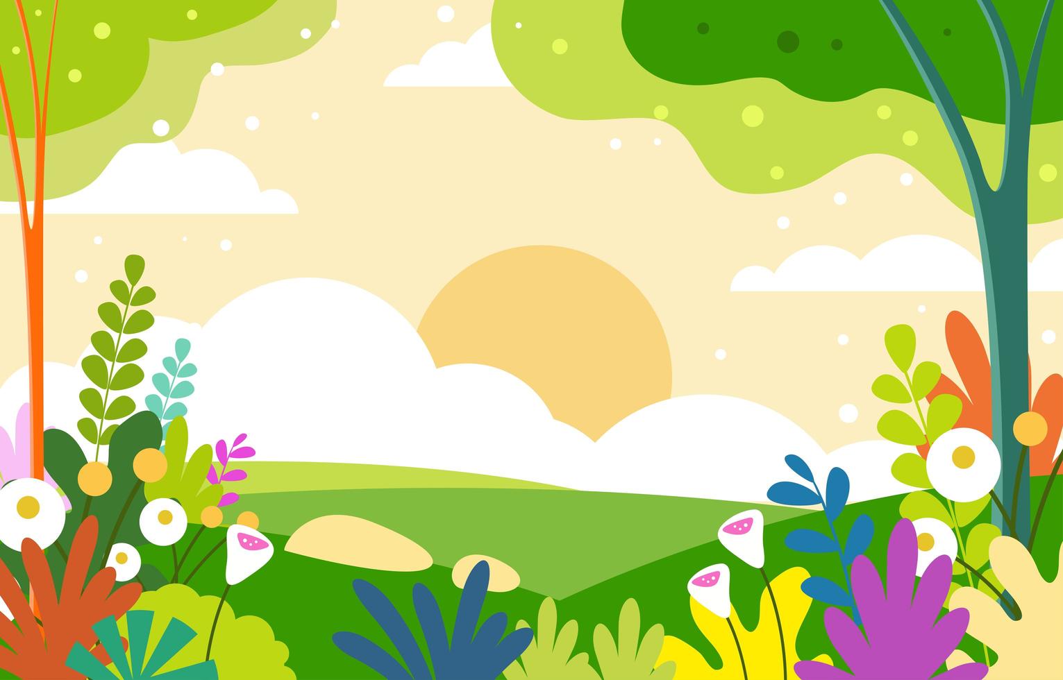 Spring with Landscape Background vector