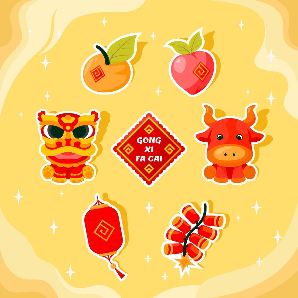 Collection Sticker Gong Xi Fa Cai vector