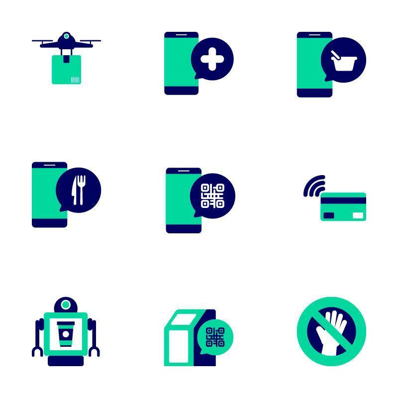 colección de iconos de tecnología sin contacto vector