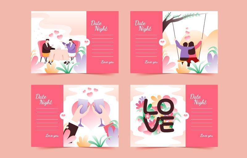 Valentine Dinner Date Card Invitation Collection vector