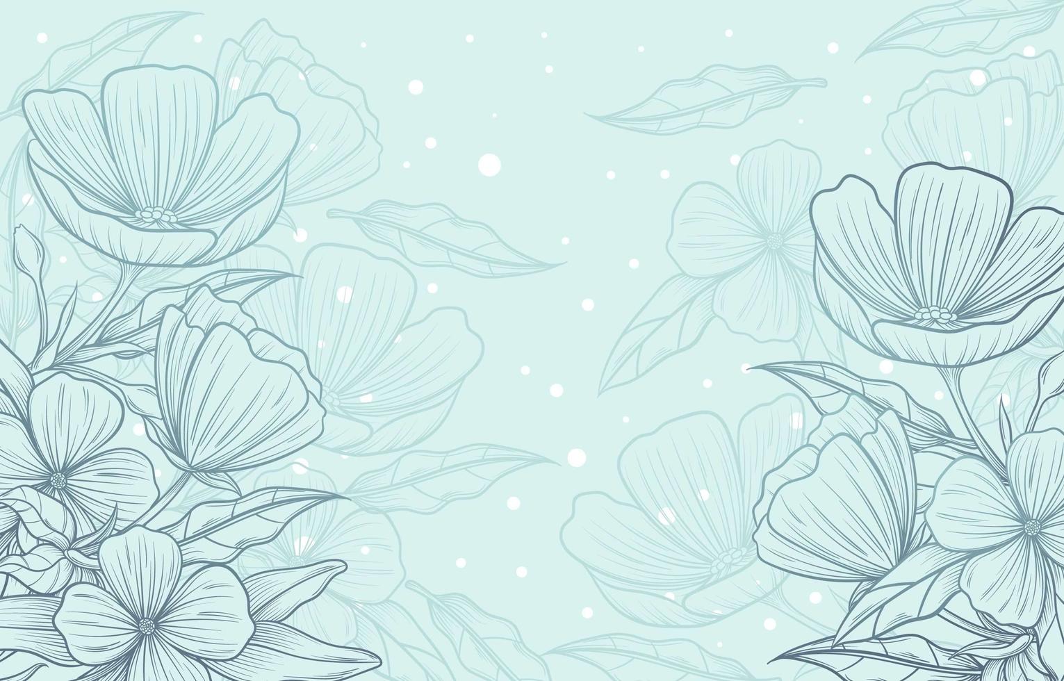 hermoso floral dibujado a mano con fondo azul vector