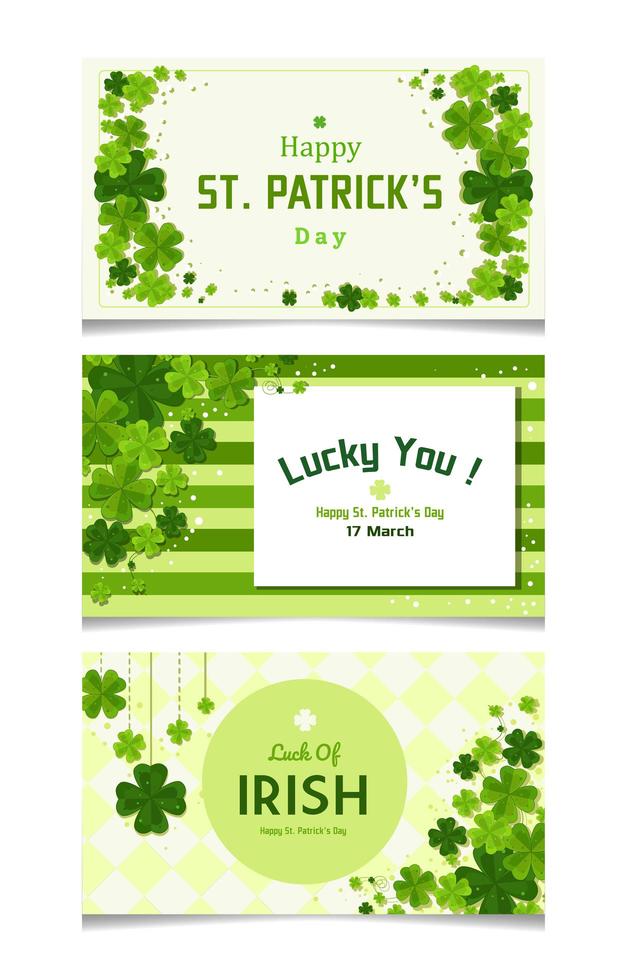 conjunto de st. banner del día de patrick con elemento trébol vector