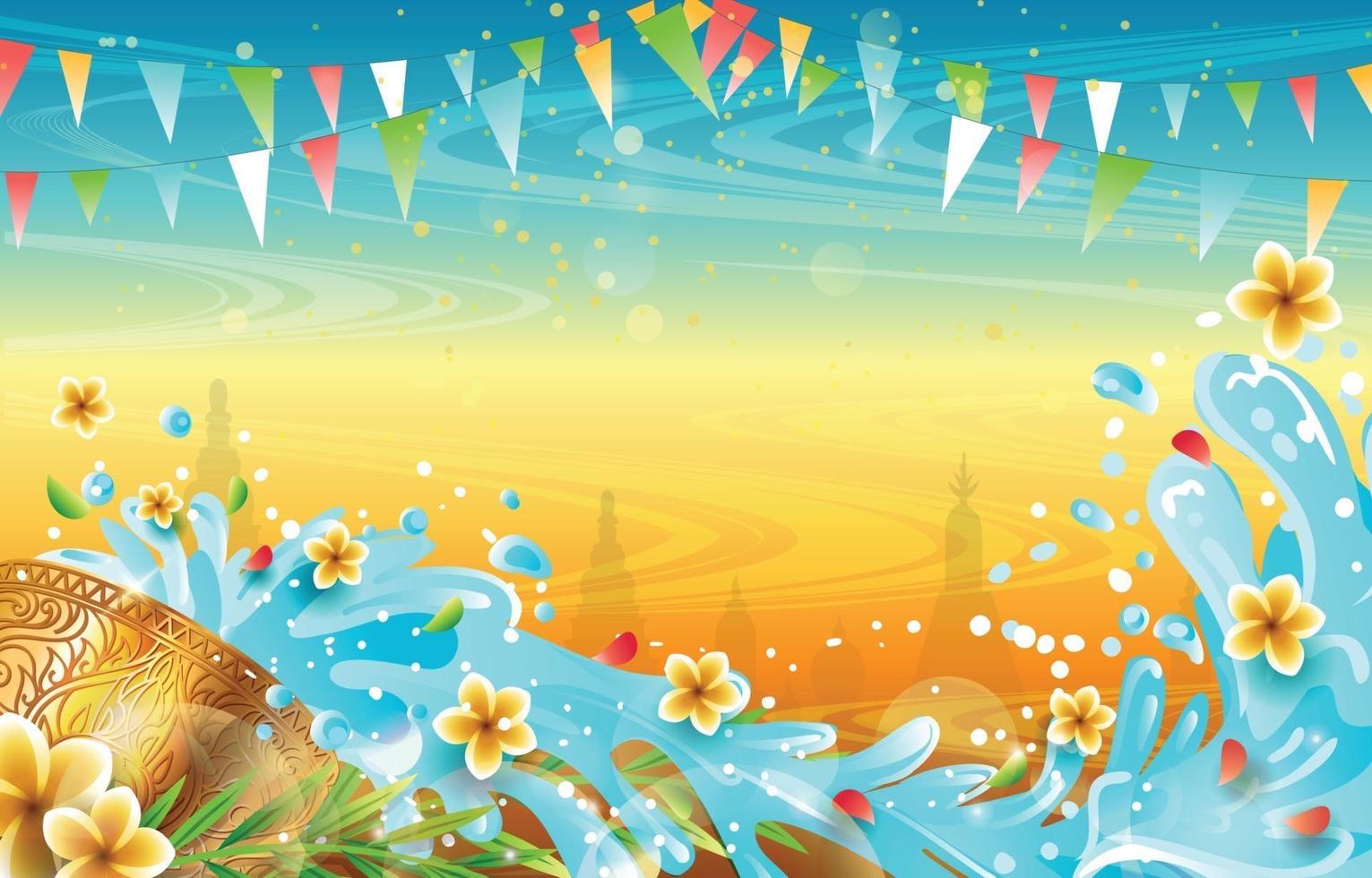 Songkran Water Splashing Festival Background vector