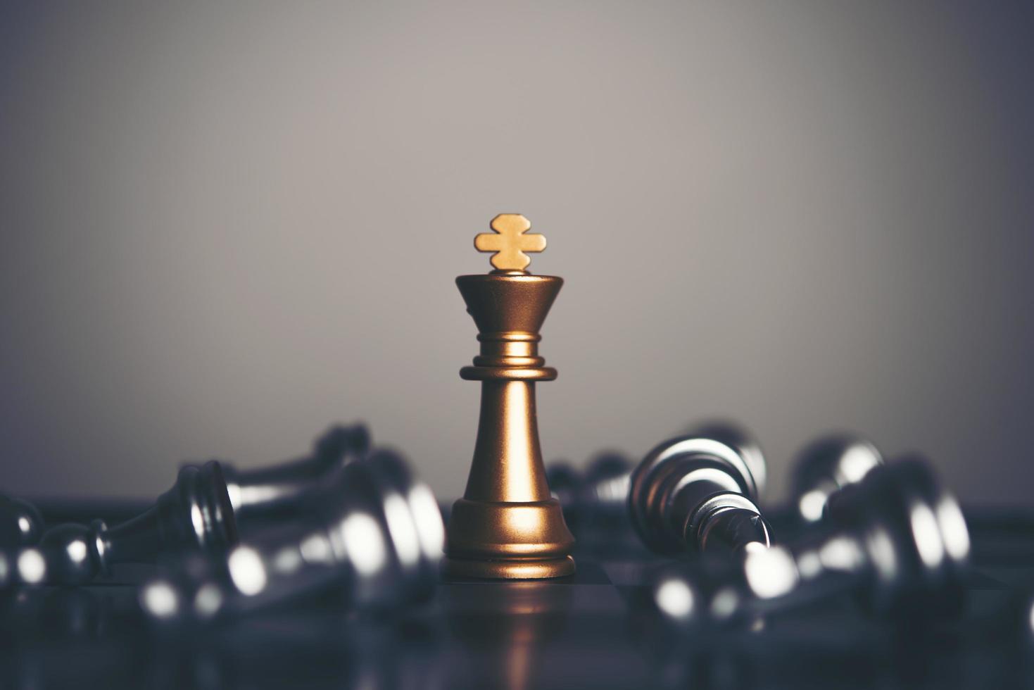 King and knight chess setup on dark background photo