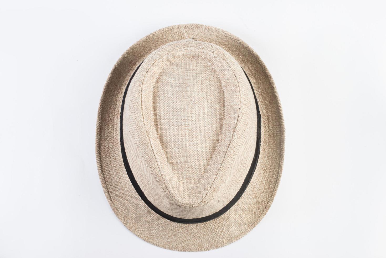 Top view of straw hat isolated on white background photo