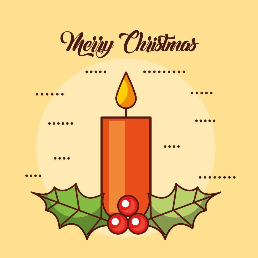 Merry Christmas card with candle vector