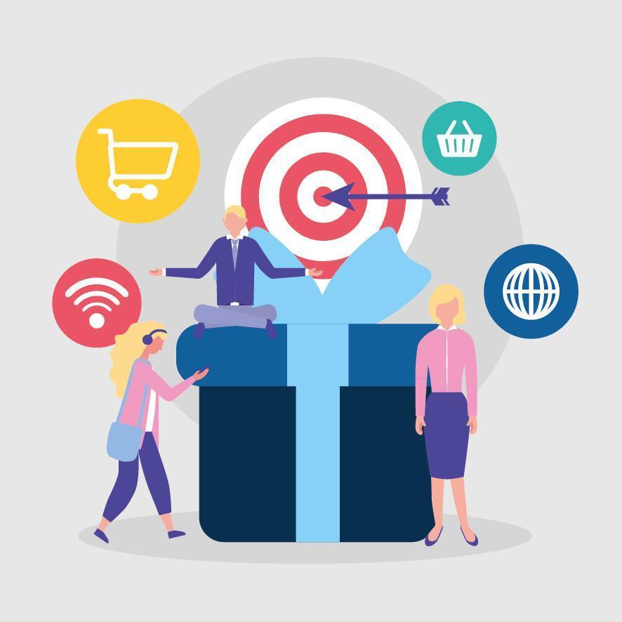 Online shopping concept with icons vector