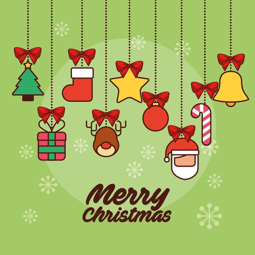 Merry Christmas card with ornaments hanging - Download Free Vectors, Clipart Graphics &amp; Vector Art