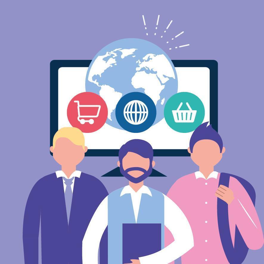 Online shopping concept with people vector