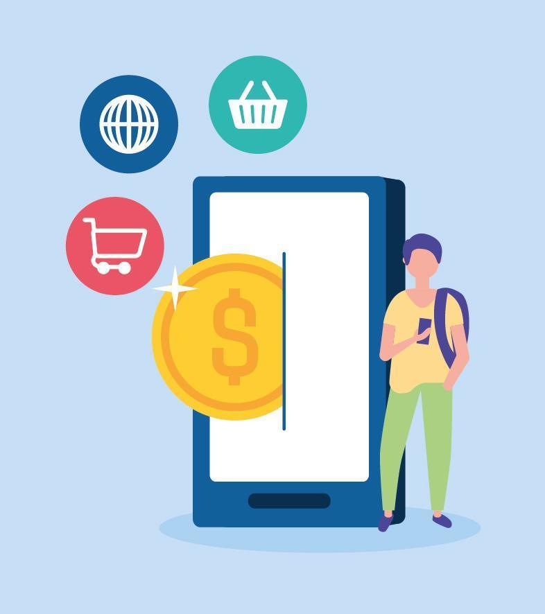 Online business concept with smartphone vector