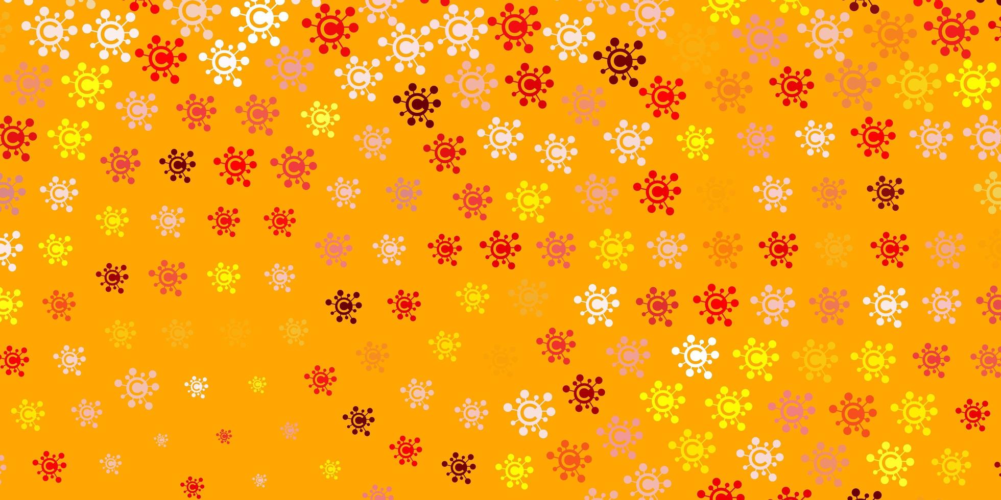 patrón de vector rojo claro, amarillo con elementos de coronavirus.