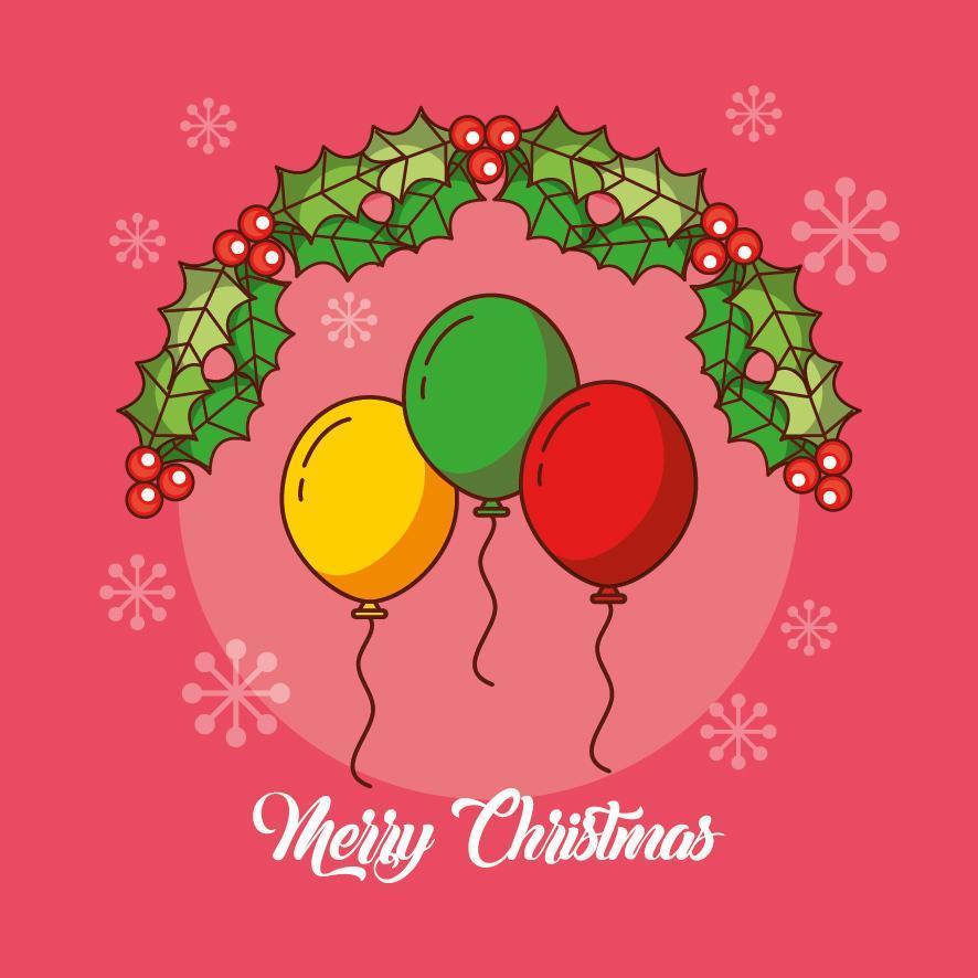 Merry Christmas card with balloons vector