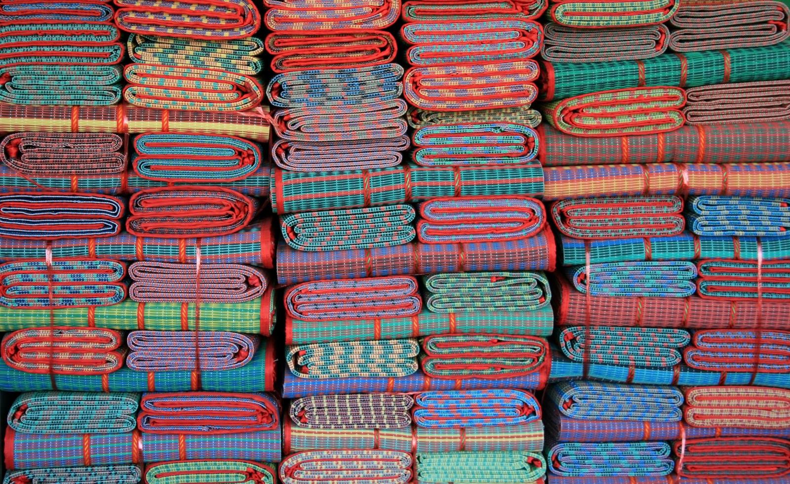 Stack of colorful cloths photo