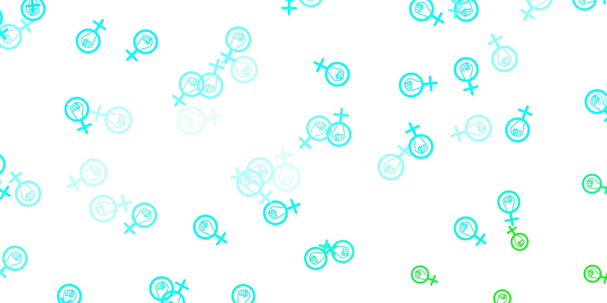 Light Blue, Green vector template with businesswoman signs.