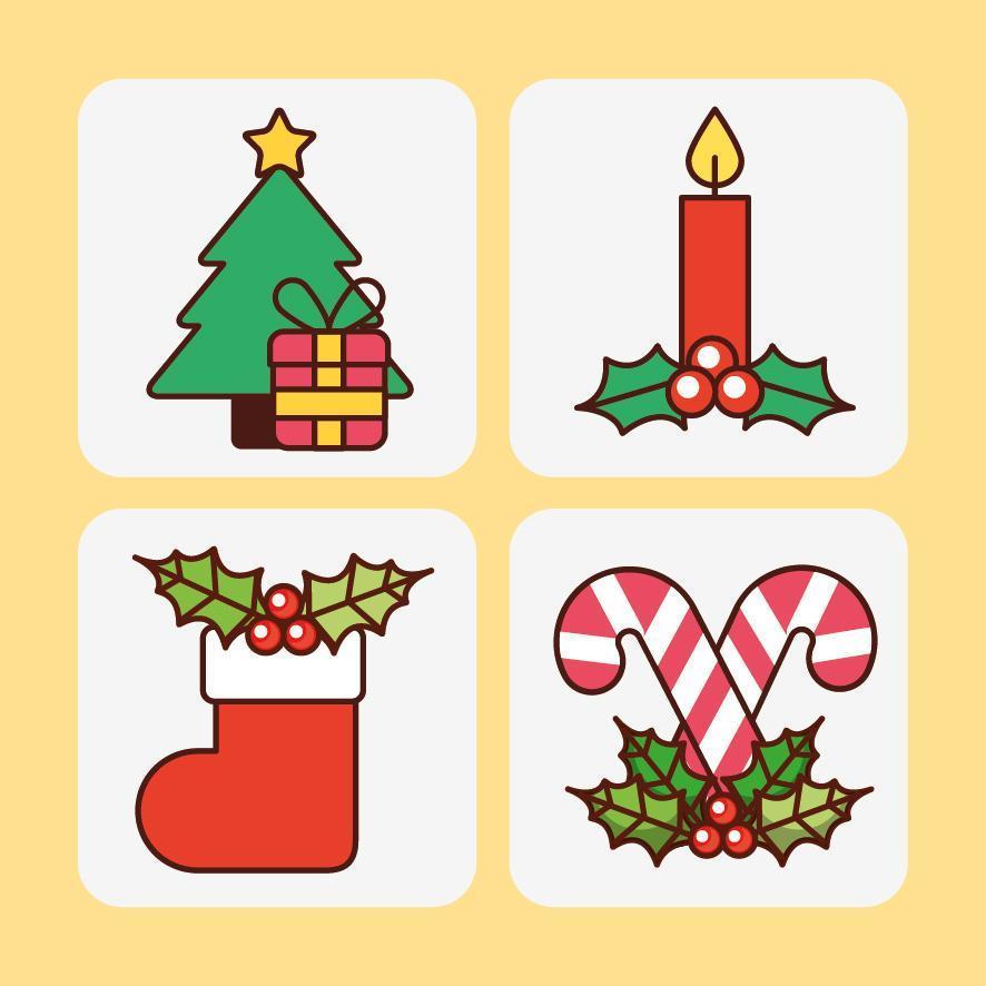 Merry Christmas icon set vector