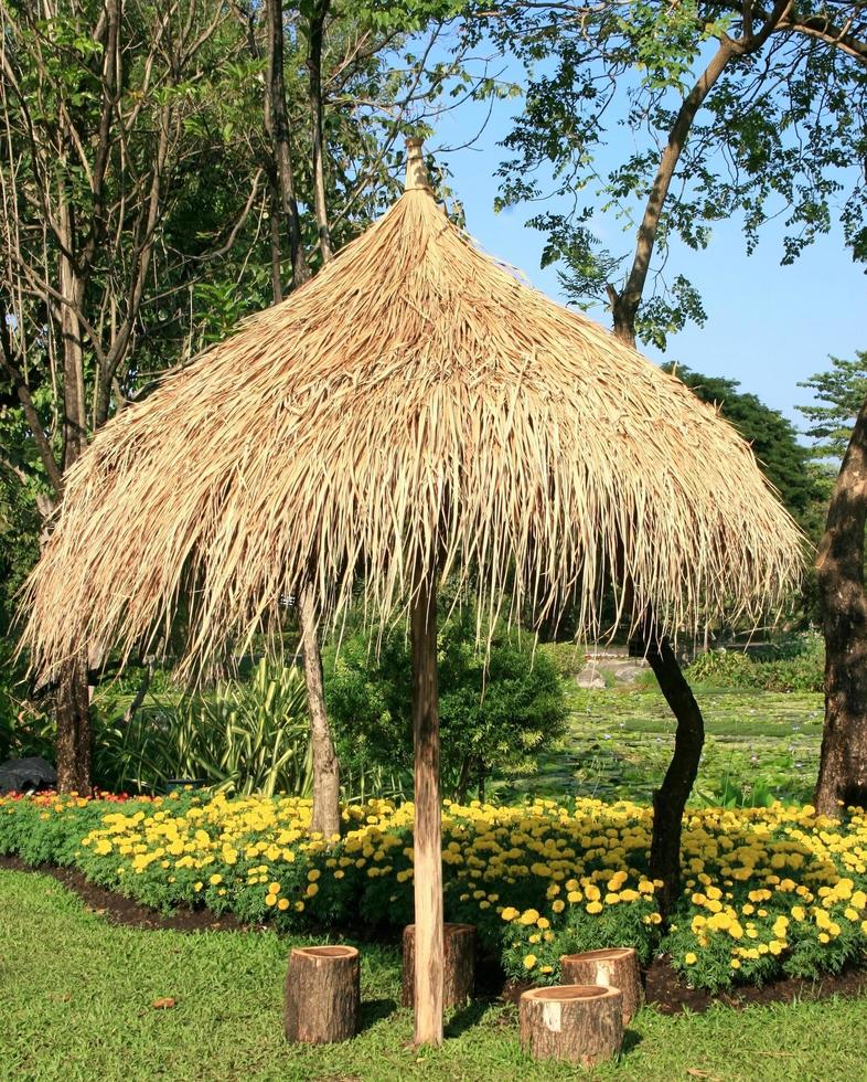 cabaña de bambú en el jardín foto