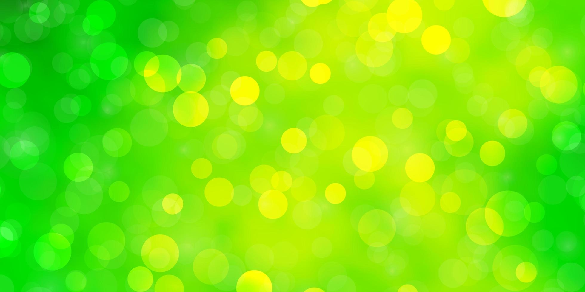 patrón de vector verde claro, amarillo con círculos.
