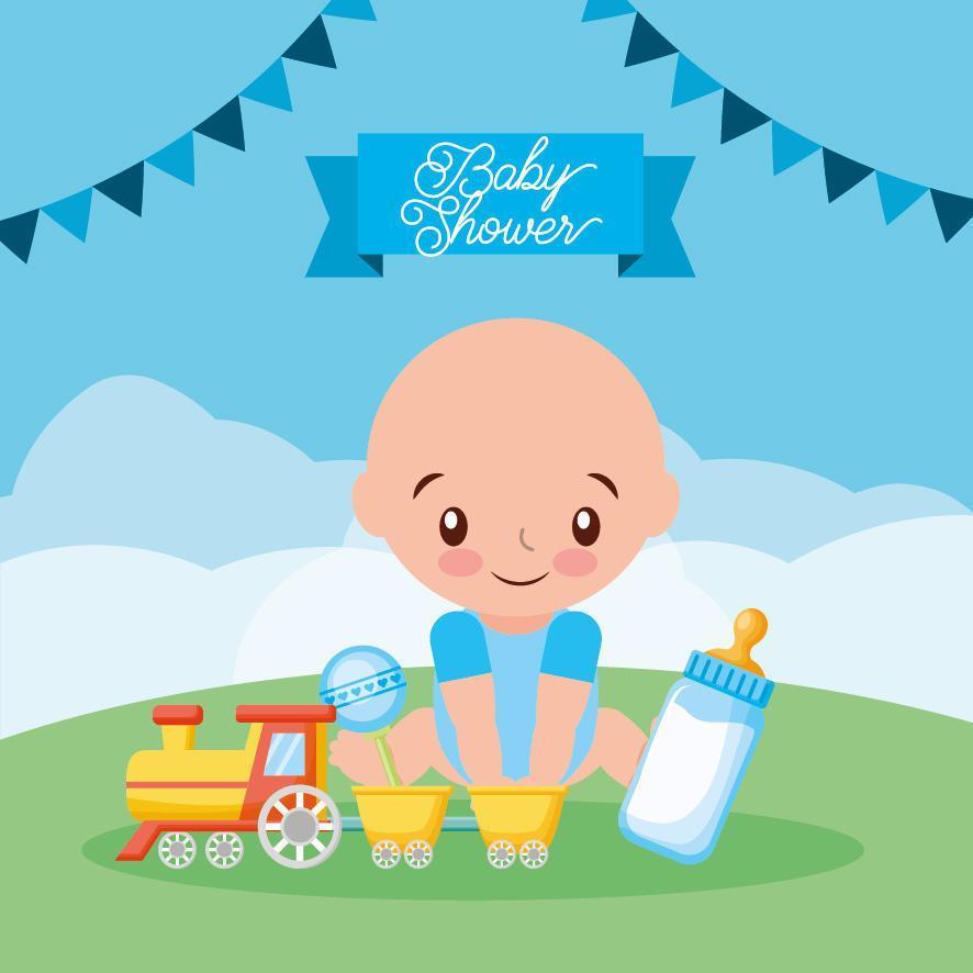 tarjeta de baby shower con niño lindo vector