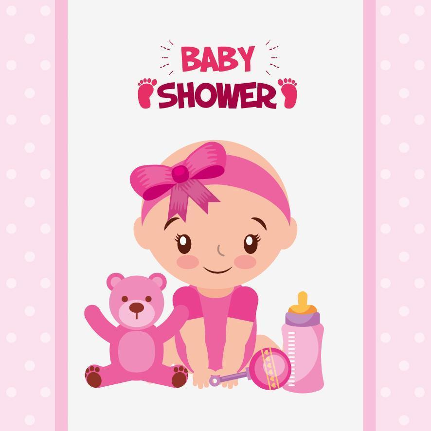 tarjeta de baby shower con linda niña vector