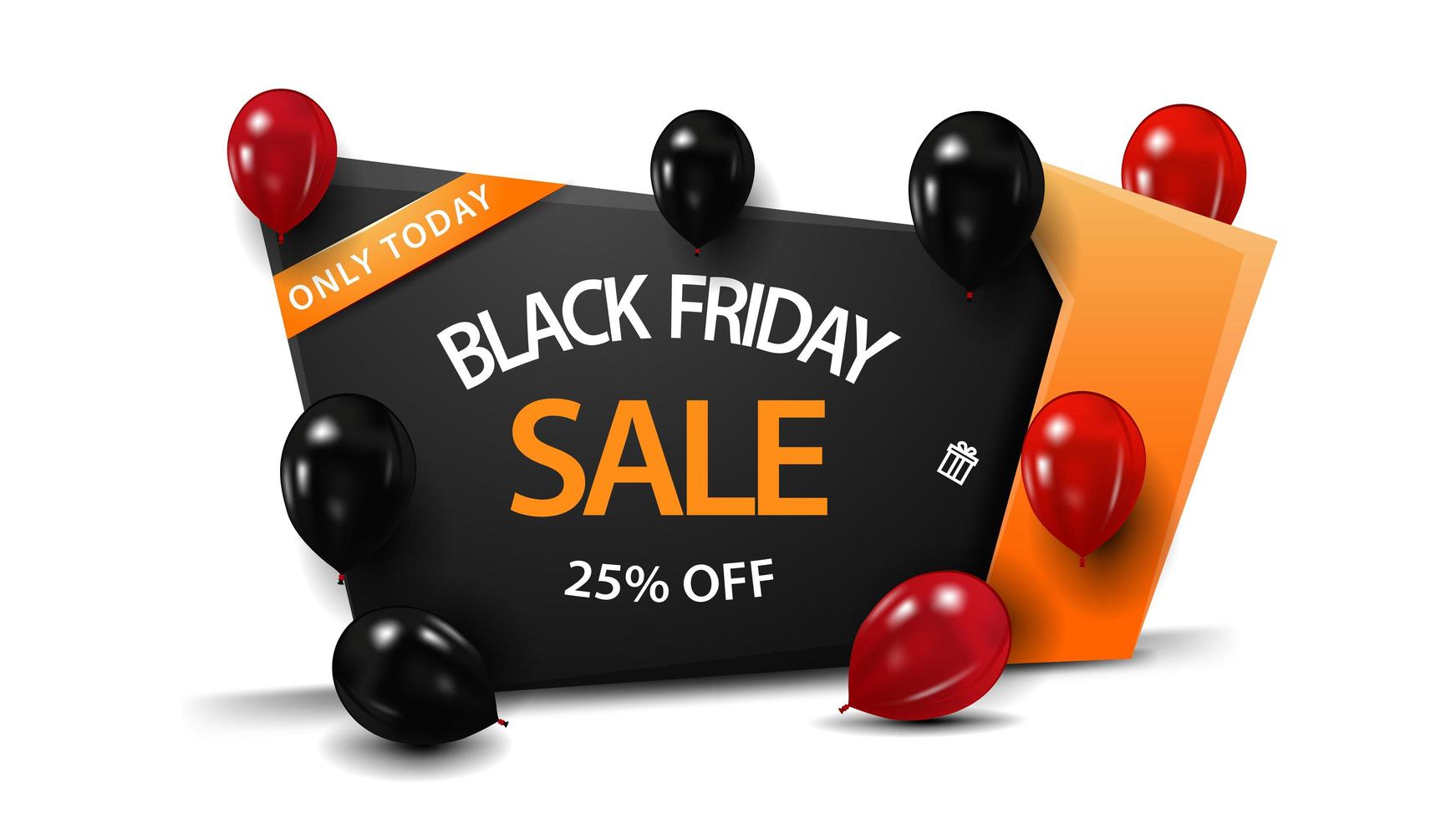 Black Friday sale, up to 25 off, black and orange banner in the form of ...