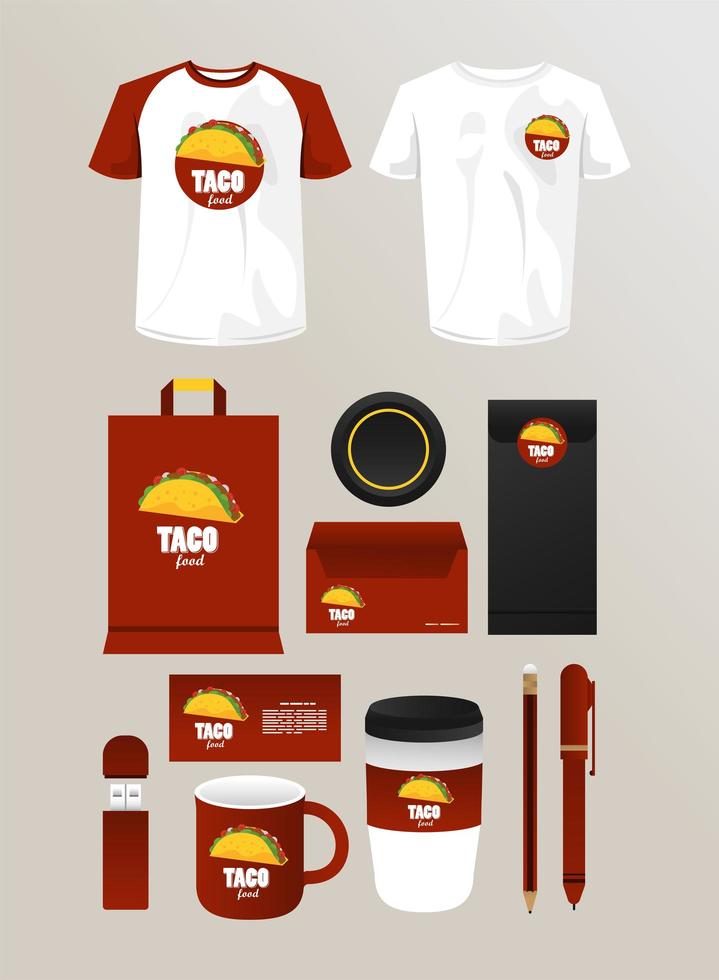 bundle of mexican food mockup elements branding vector