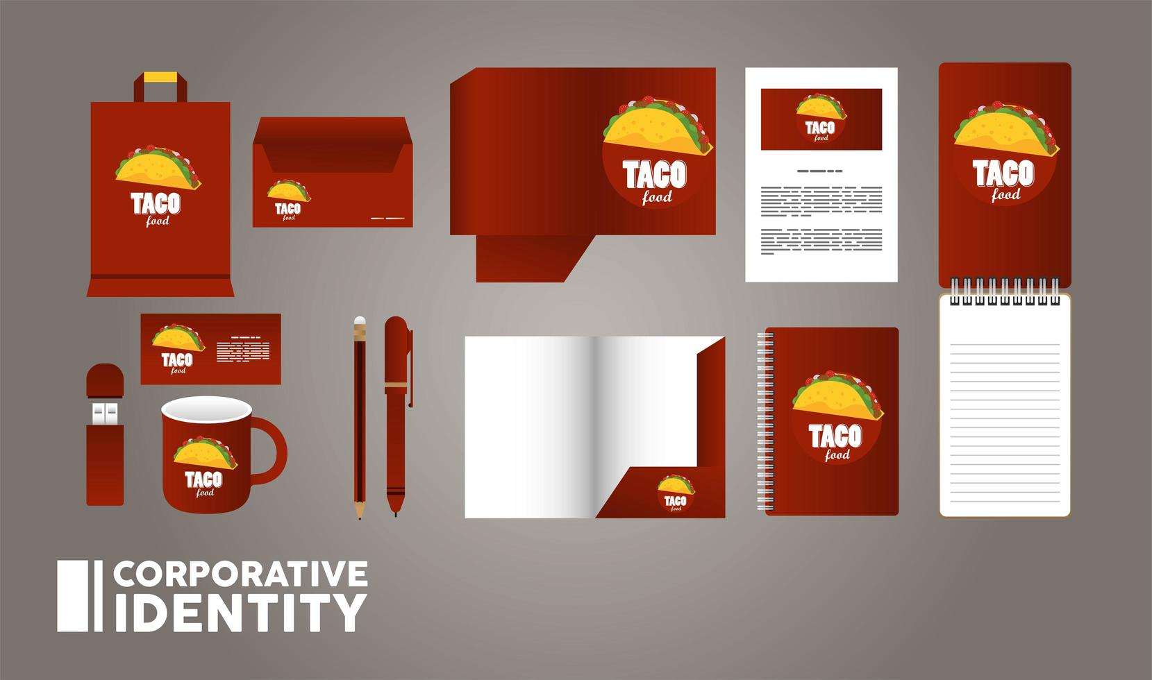 bundle of mexican food mockup elements branding vector