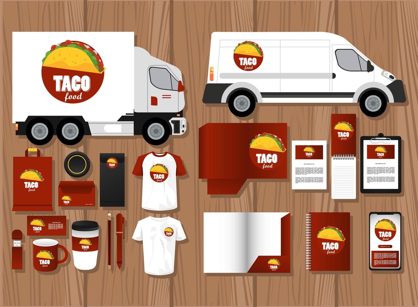 bundle of mexican food mockup elements branding vector