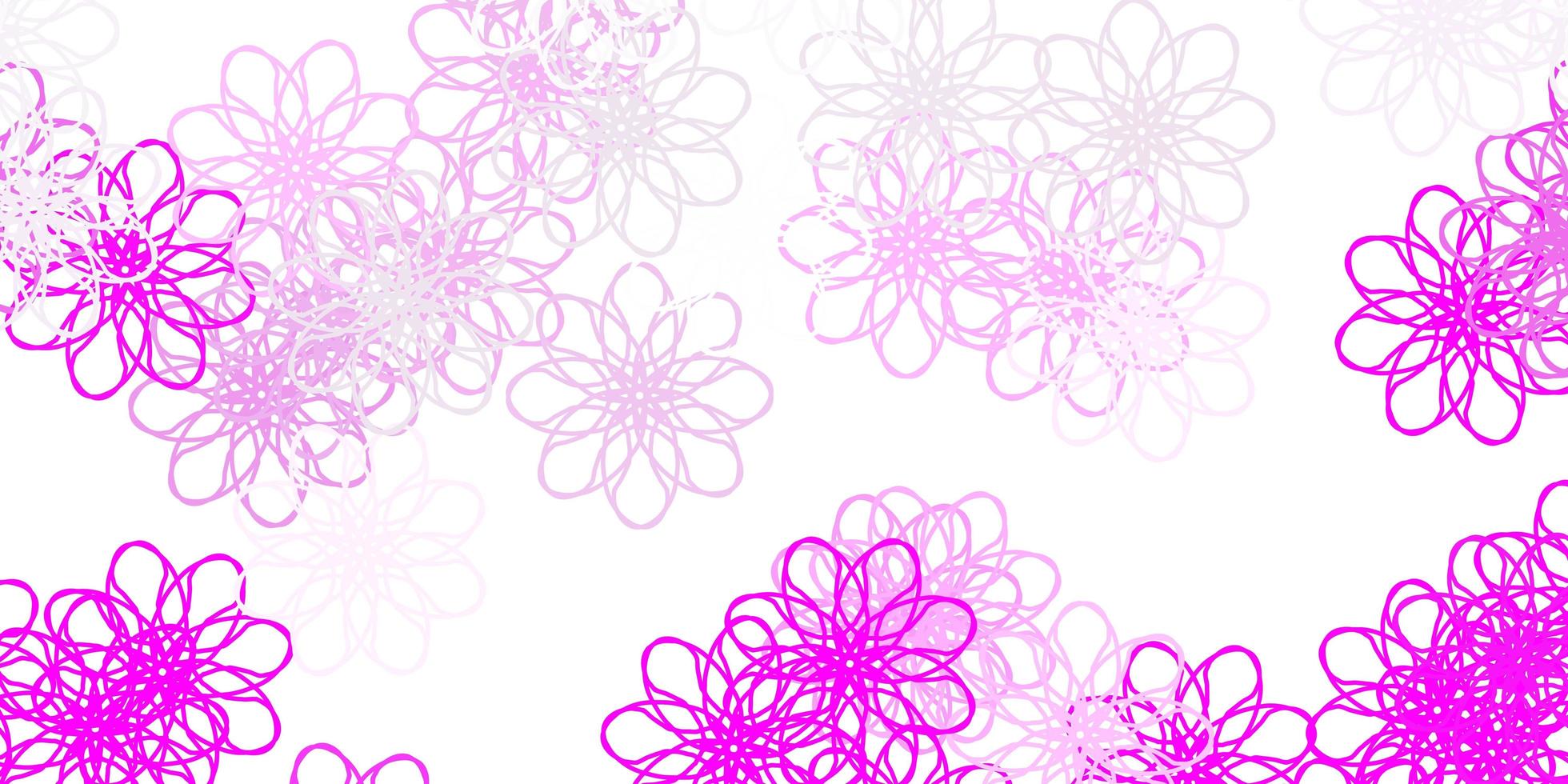 plantilla de doodle de vector rosa claro con flores.