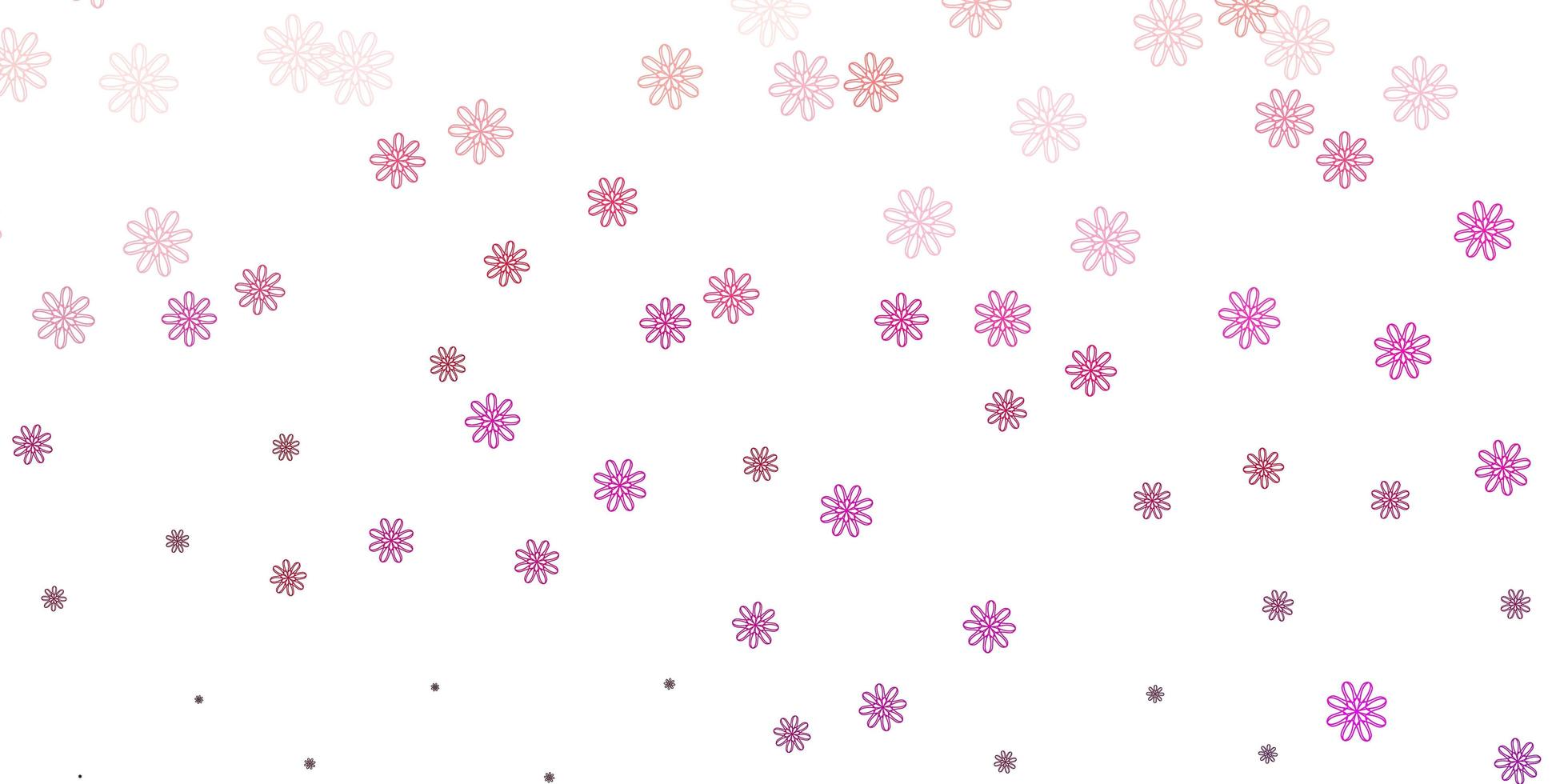 Light Pink vector doodle template with flowers.