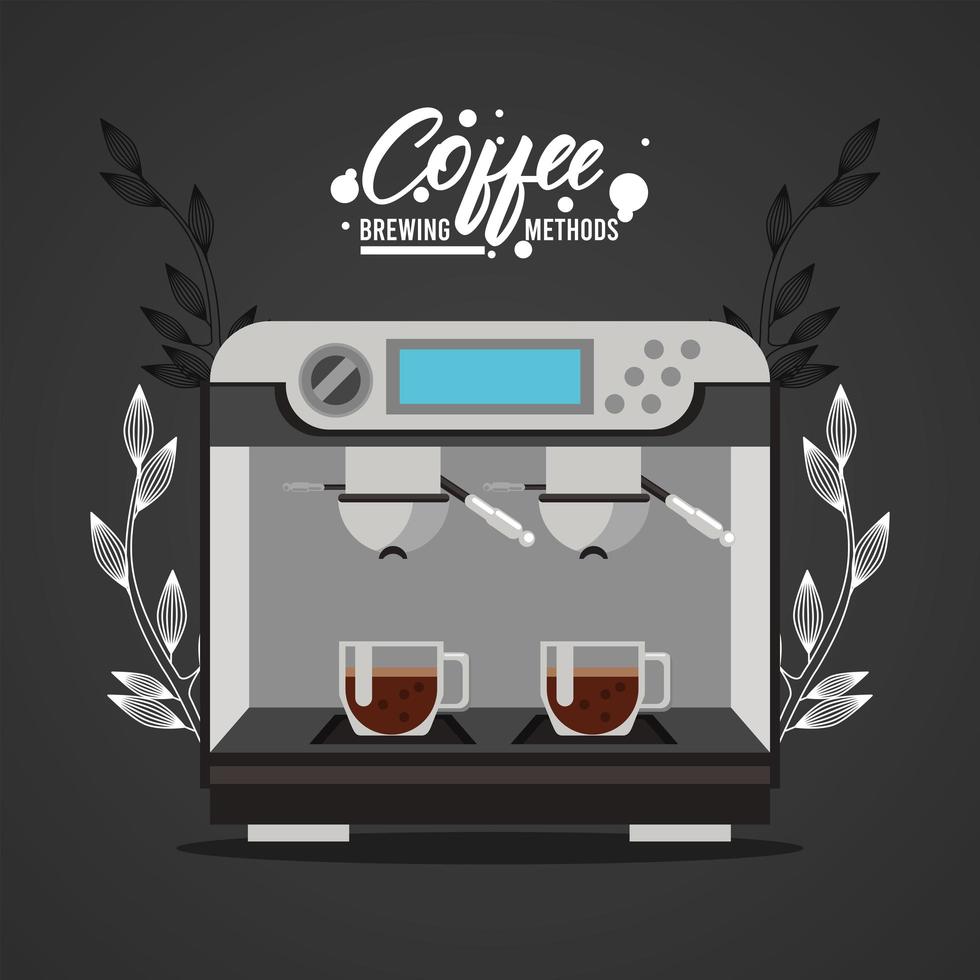 método de preparación del café de la máquina de espresso vector