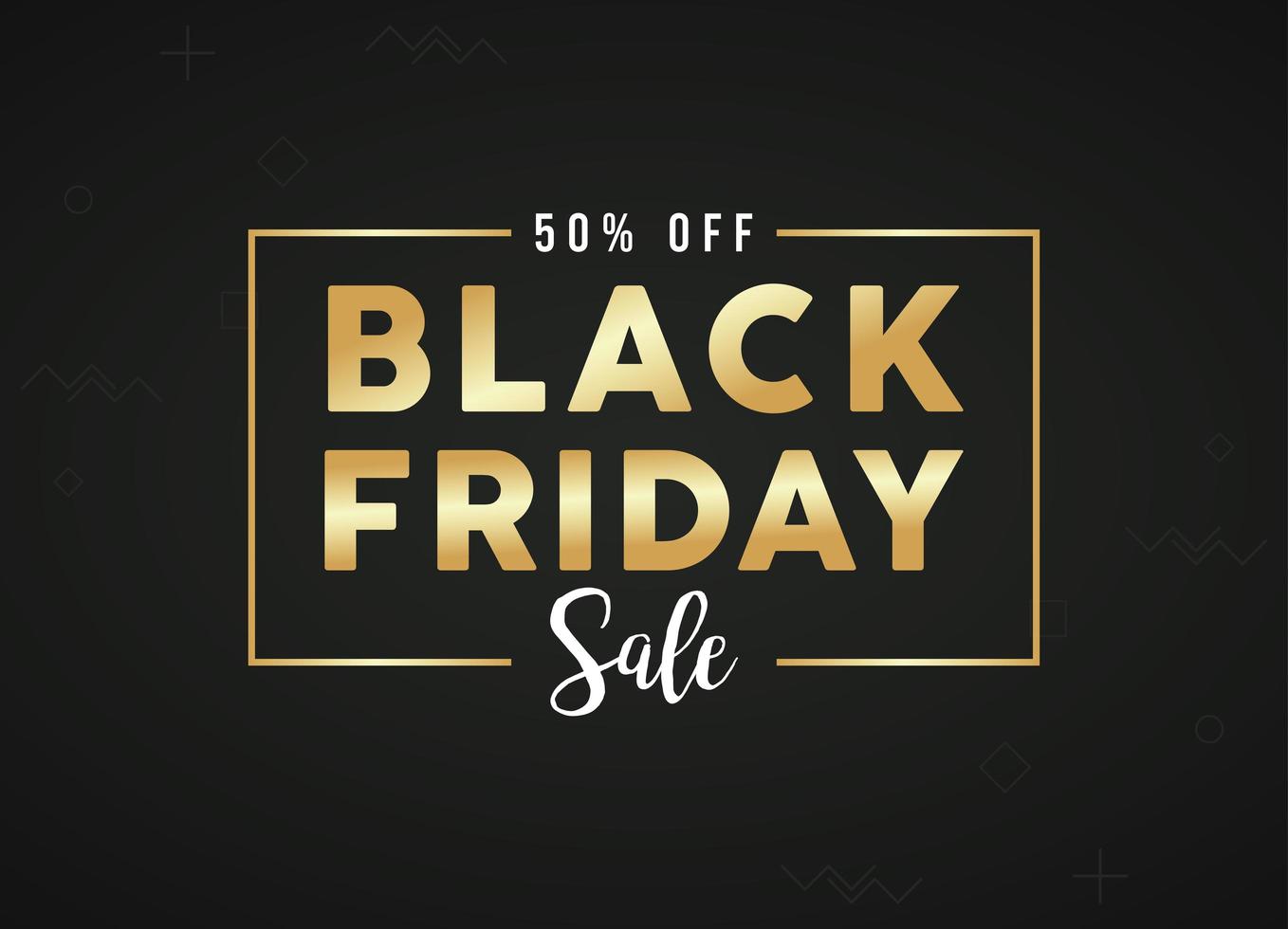 black friday sale banner with golden lettering vector