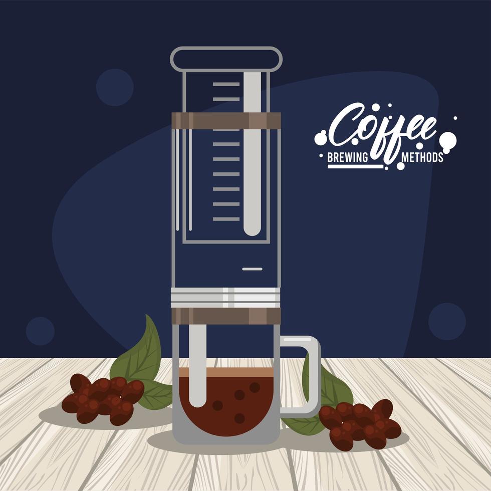 aero press coffee brewing method vector