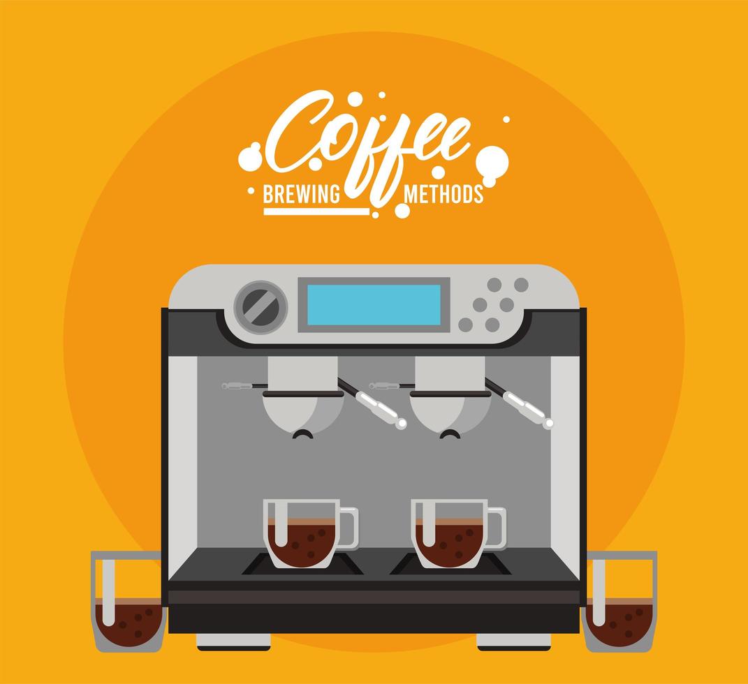 método de preparación del café de la máquina de espresso vector