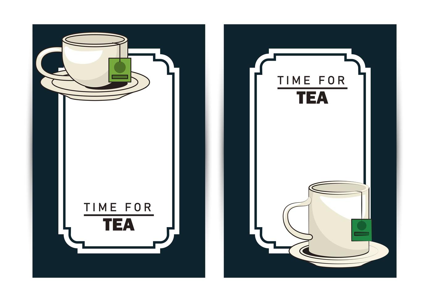 time for tea lettering poster with cup and mug vector