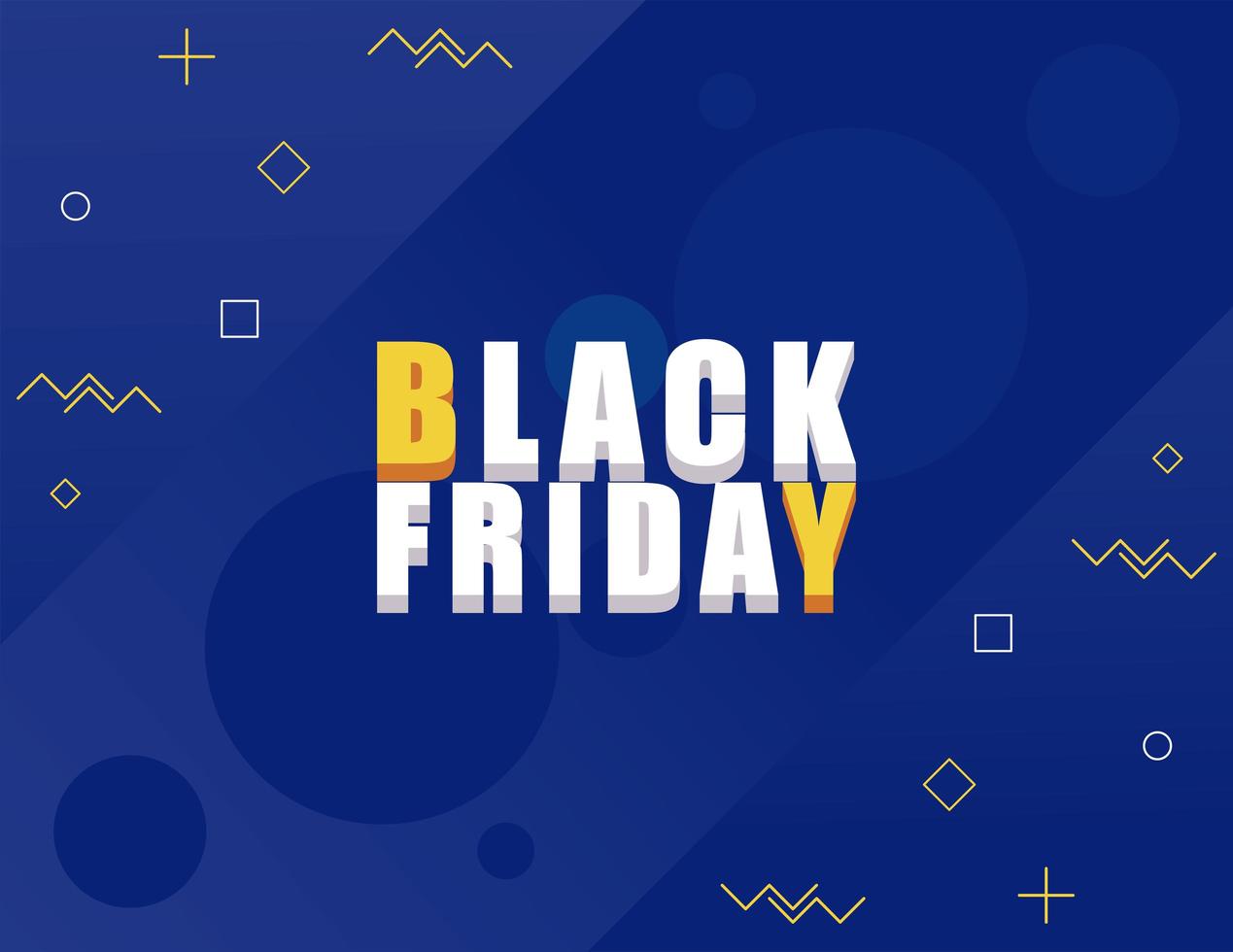 black friday sale banner with isometric lettering in blue background vector