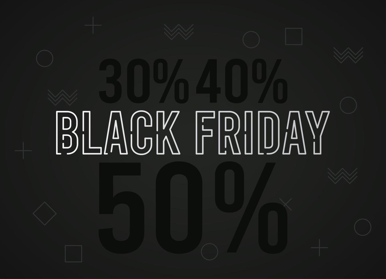 black friday sale banner with percents and lettering vector