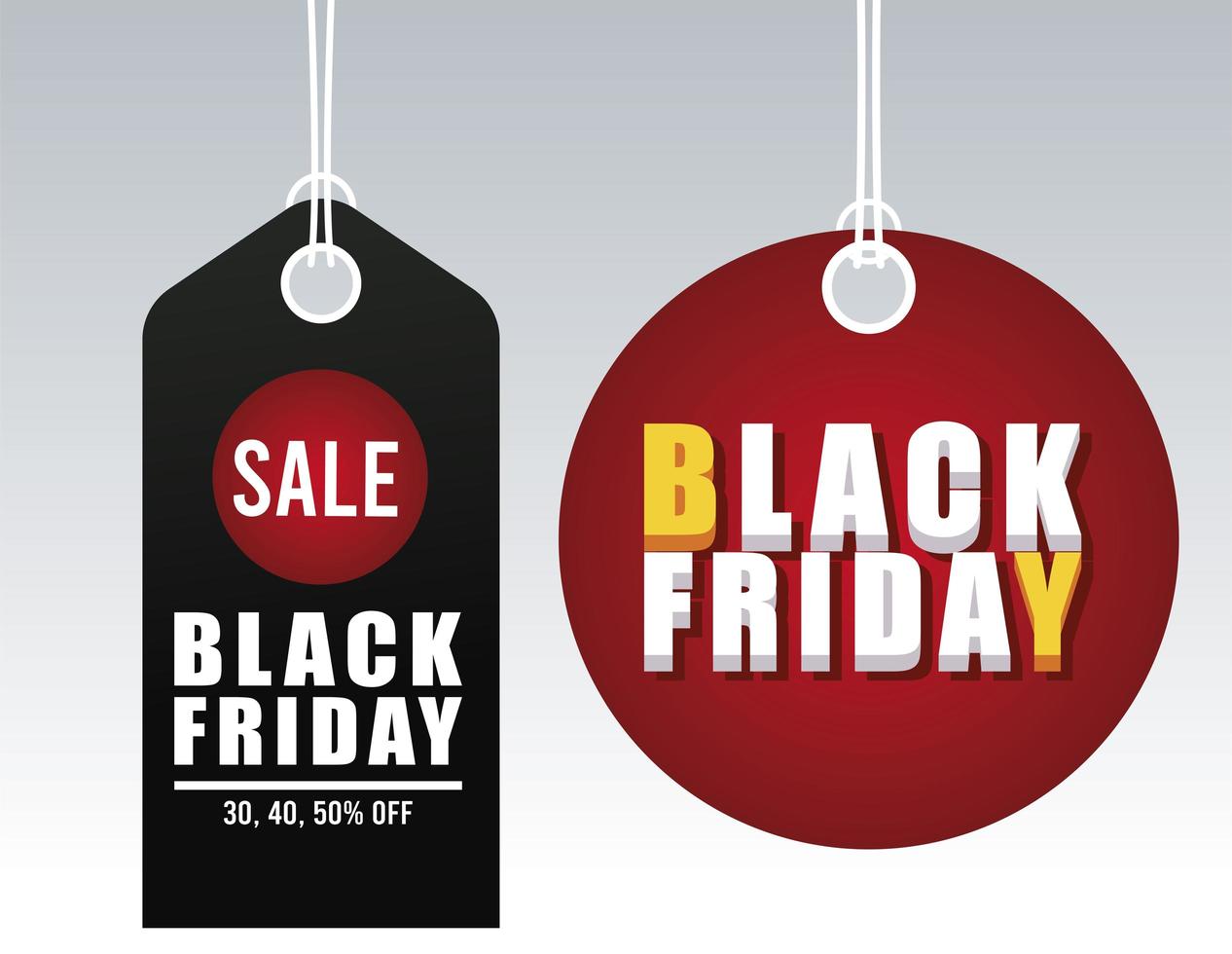 black friday sale banner with tags hanging vector