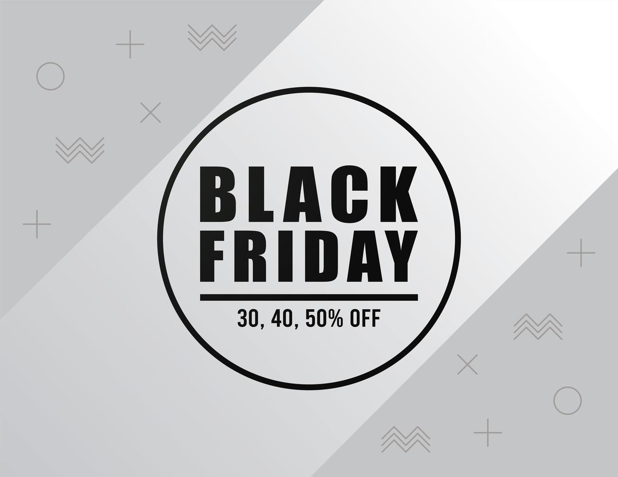 black friday sale banner with lettering in circular frame in gray background vector