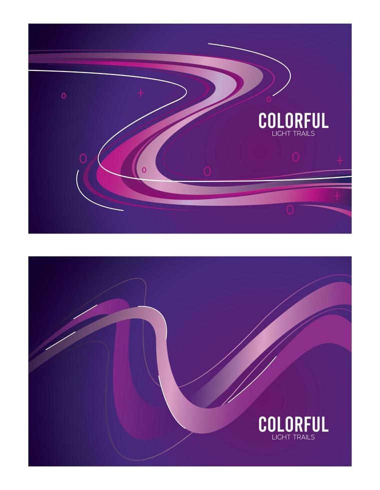 colorful light trail in purple backgrounds vector