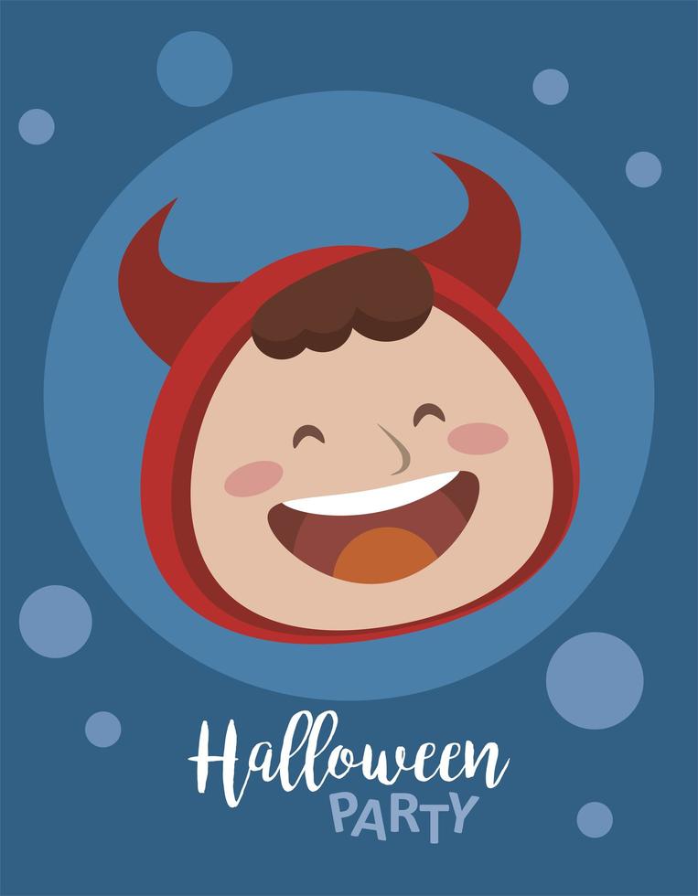 happy halloween party with little devil head character vector