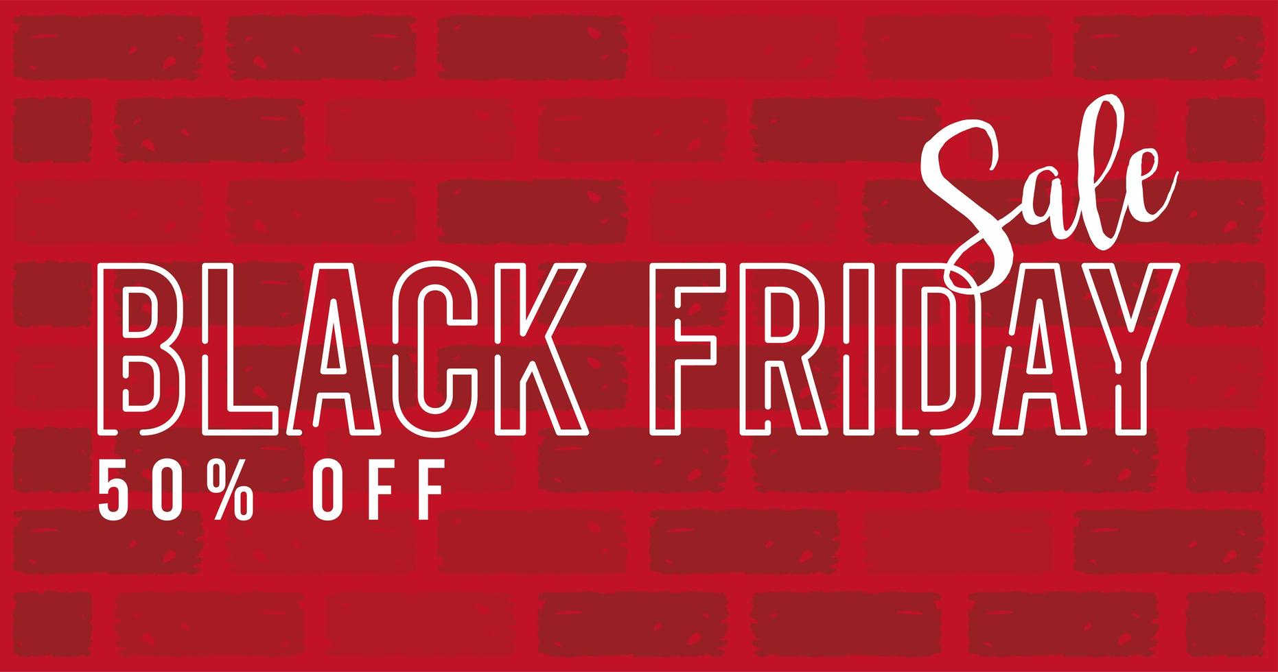 black friday sale banner with lettering in red wall vector