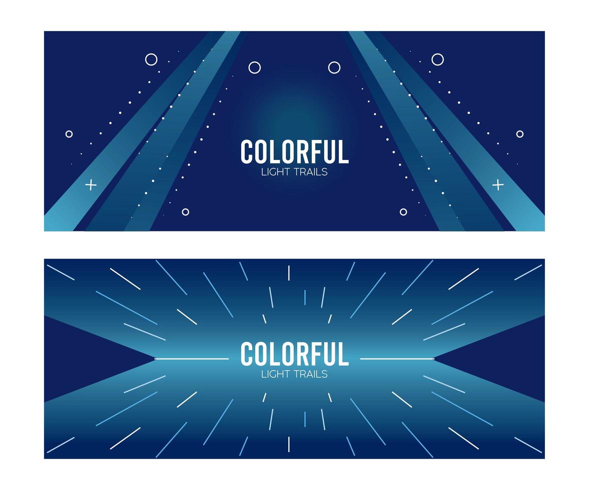 colorful light trail in blue backgrounds vector