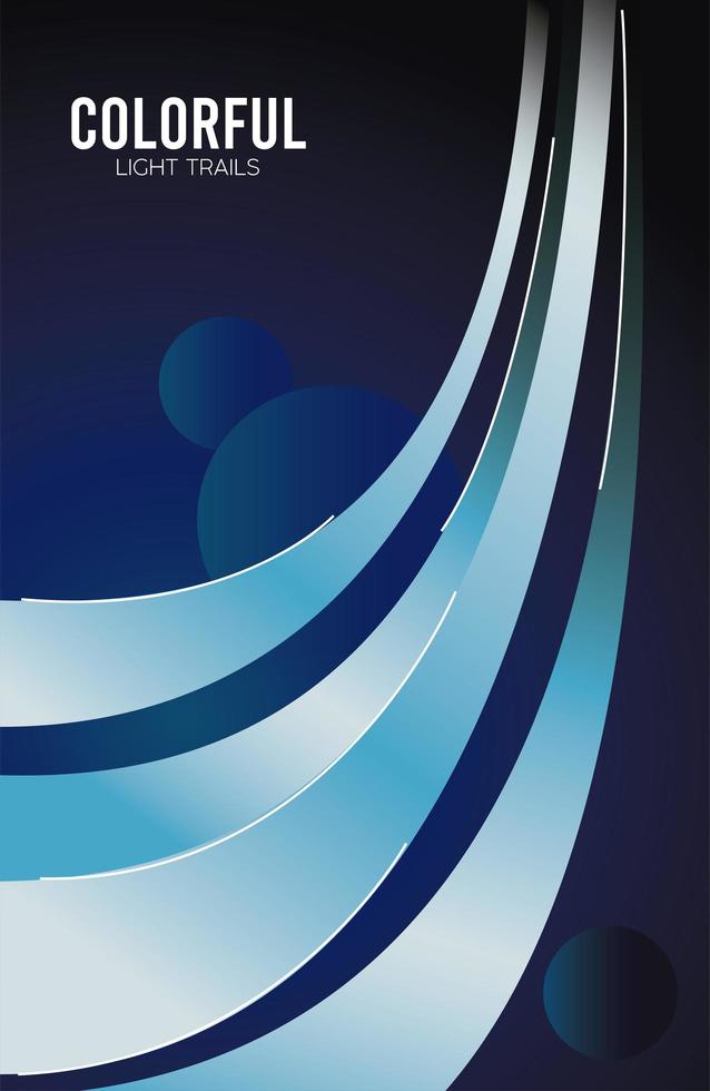 colorful light trail in blue background vector