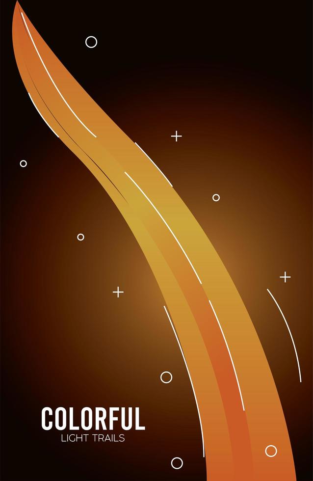 colorful light trail in yellow background vector