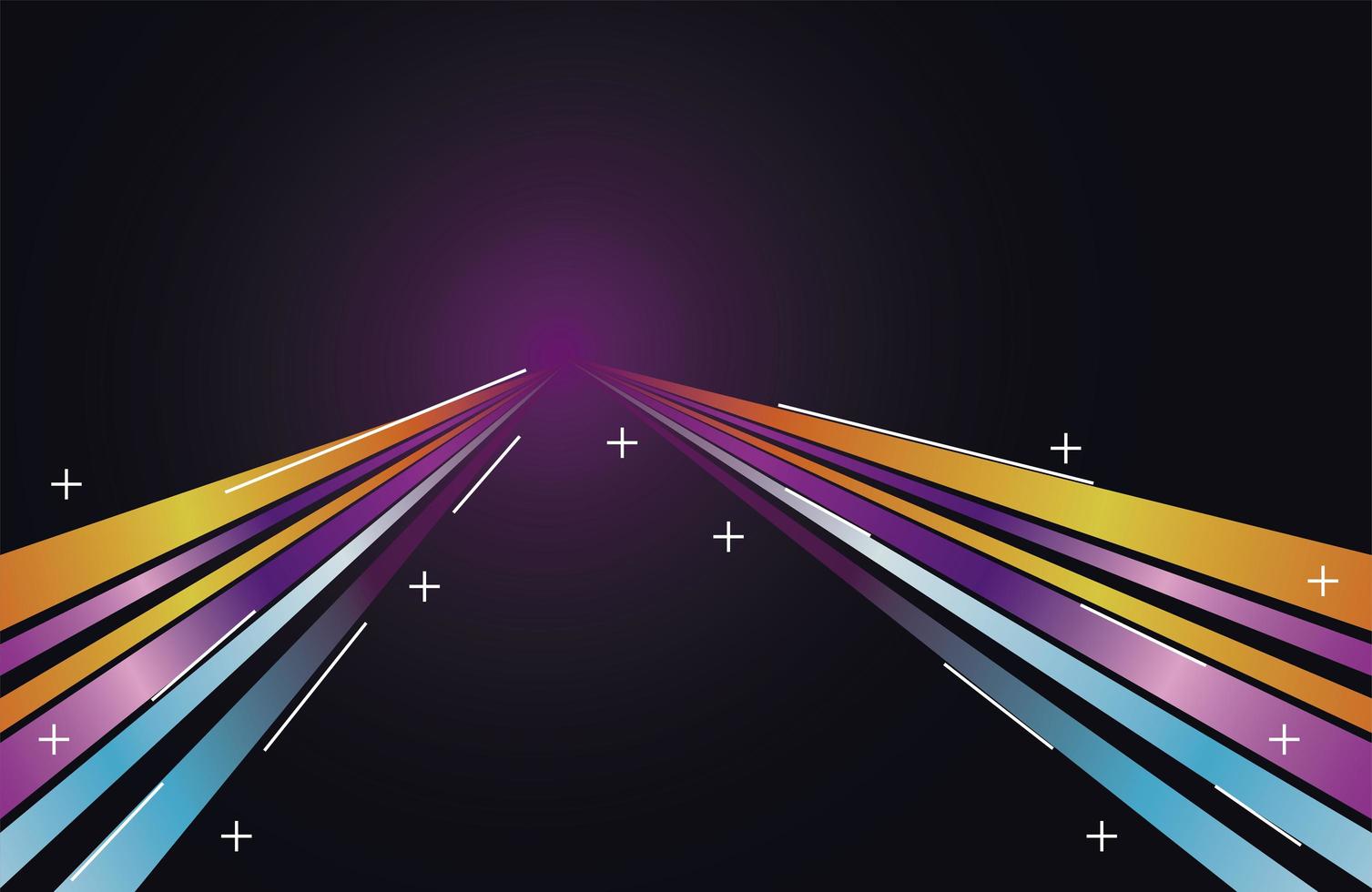 colorful light trail in blue with yellow and purple colors vector