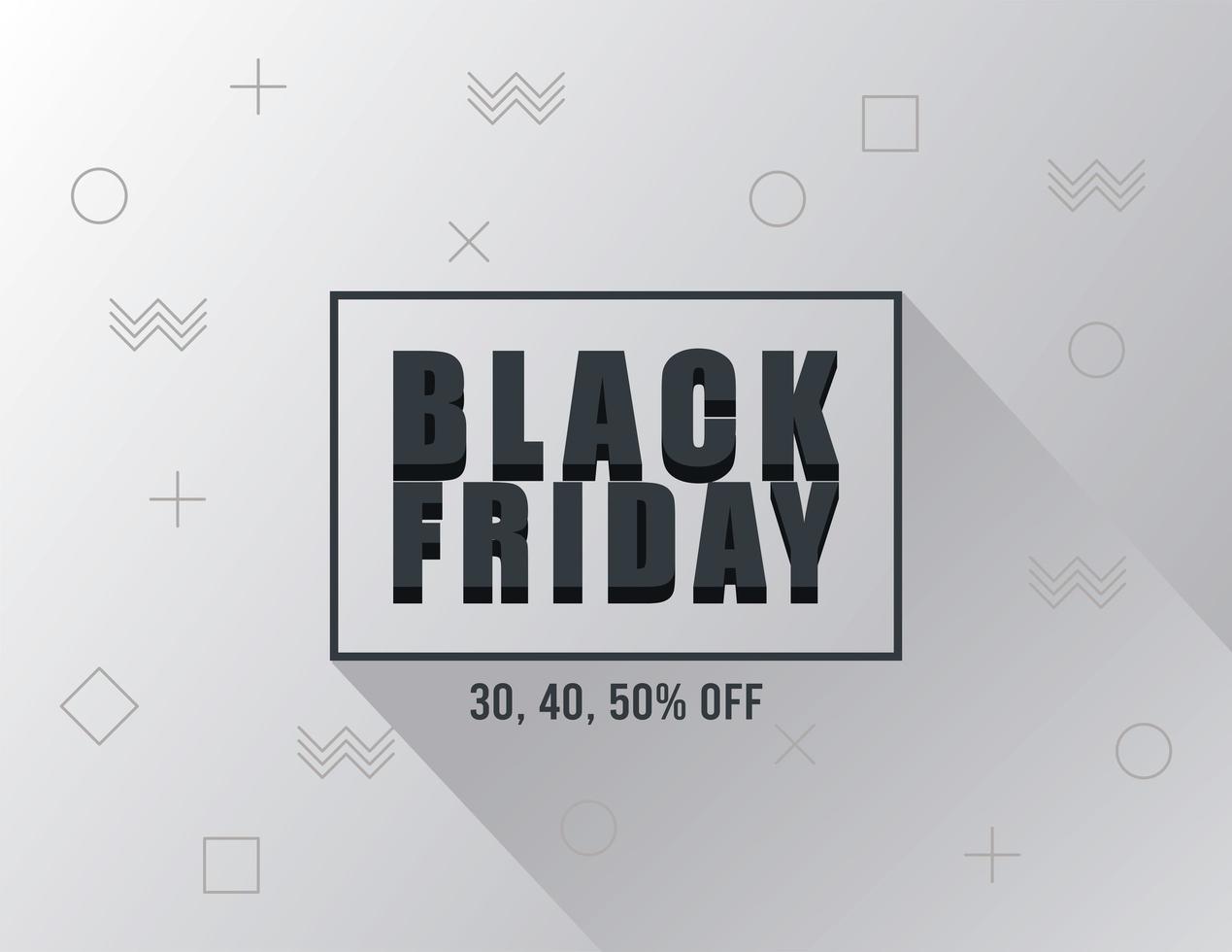 black friday sale banner with lettering in square frame vector