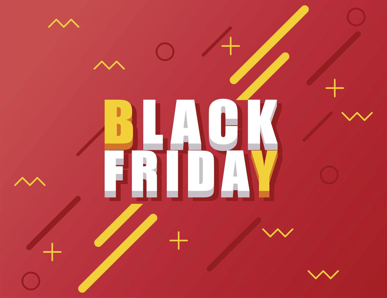 black friday sale banner with isometric lettering in red background vector