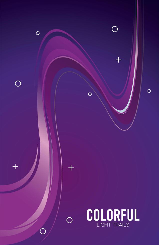 colorful light trail in purple background vector